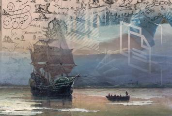 mayflower ship and map