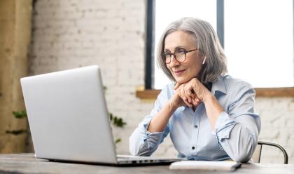 Researcher uses laptop at home