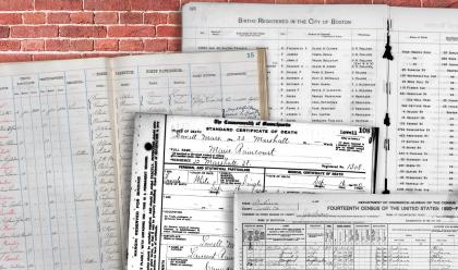 genealogy records against a brick wall