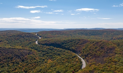 Researching Upstate New York Ancestors aerial view over Storm King Mountain in upstate New York