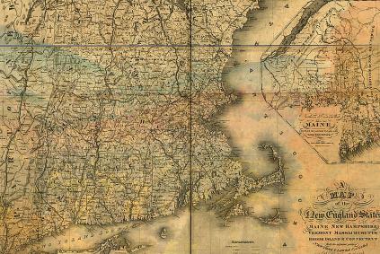 Antique map of New England