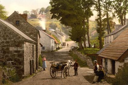 Painting of a village in New England