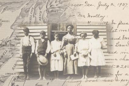 Students standing on a porch