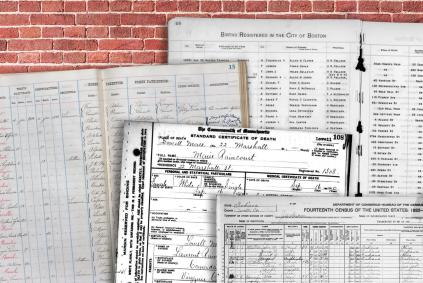 genealogy records against a brick wall