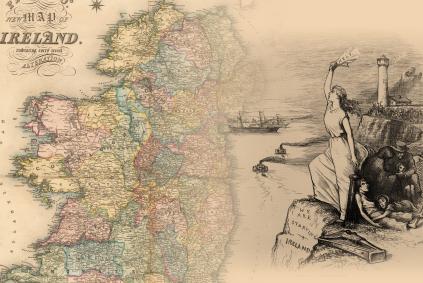 Researching Famine Irish Ancestors in Ireland’s Poor Law Unions Nast, Thomas, Artist. The Herald of relief from America / Th. Nast. Ireland, 1880. Photograph